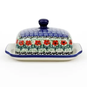 Maselnica ceramiczna 295 17/12,5 cm <br>1916X Czerwone kwiatuszki